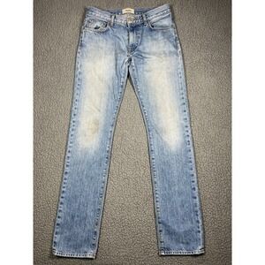 Baldwin Jeans Mens 29 Henley Slim Straight Blue Denim Zip Fly Stretch Made USA